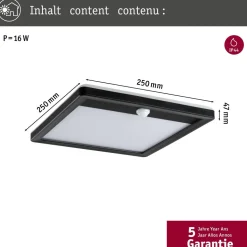 LED-paneeli ulkokäyttöön Paulmann Lamina, IP44, 25x25cm, liiketunnistin, hämärätunnistin, säädettävä värilämpötila, eri värejä