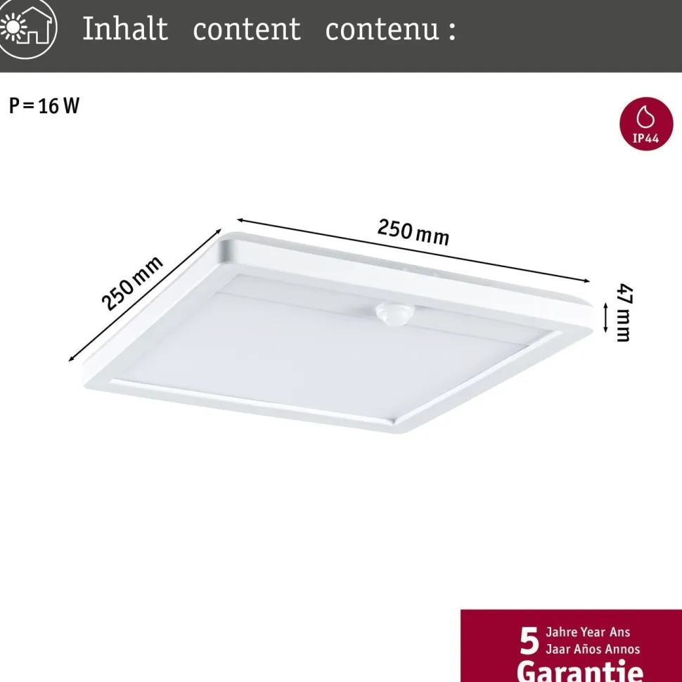 LED-paneeli ulkokäyttöön Paulmann Lamina, IP44, 25x25cm, liiketunnistin, hämärätunnistin, säädettävä värilämpötila, eri värejä