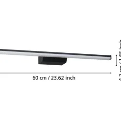 LED-peilivalaisin Eglo Regello-z connect.z 60cm, säädettävä värilämpötila, himmennettävä, IP44, seinään tai peilikaapin päälle