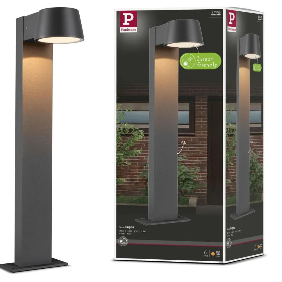 LED-pollarivalaisin Paulmann Capea, IP44, 50cm, 2200K, antrasiitti
