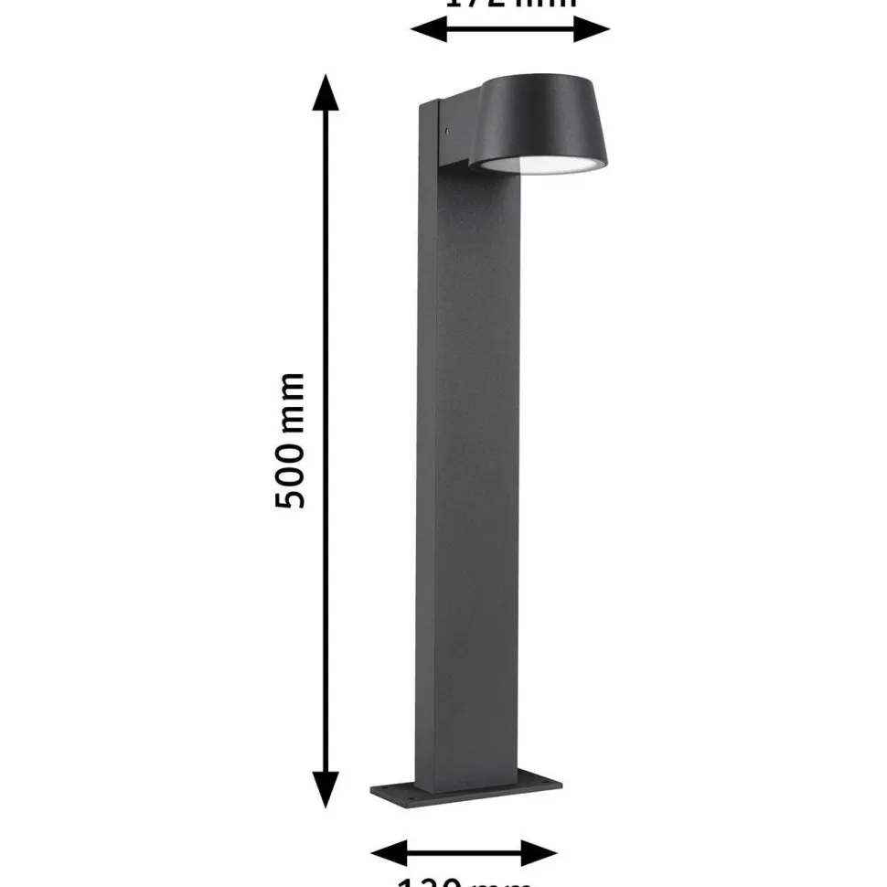 LED-pollarivalaisin Paulmann Capea, IP44, 50cm, 2200K, antrasiitti
