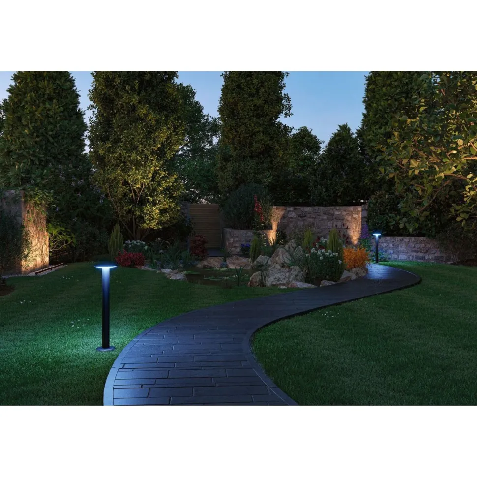 LED-pollarivalaisin Paulmann Plug & Shine Plate, Smart Home Zigbee 3.0, IP44, RGBW+, 5W, antrasiitti