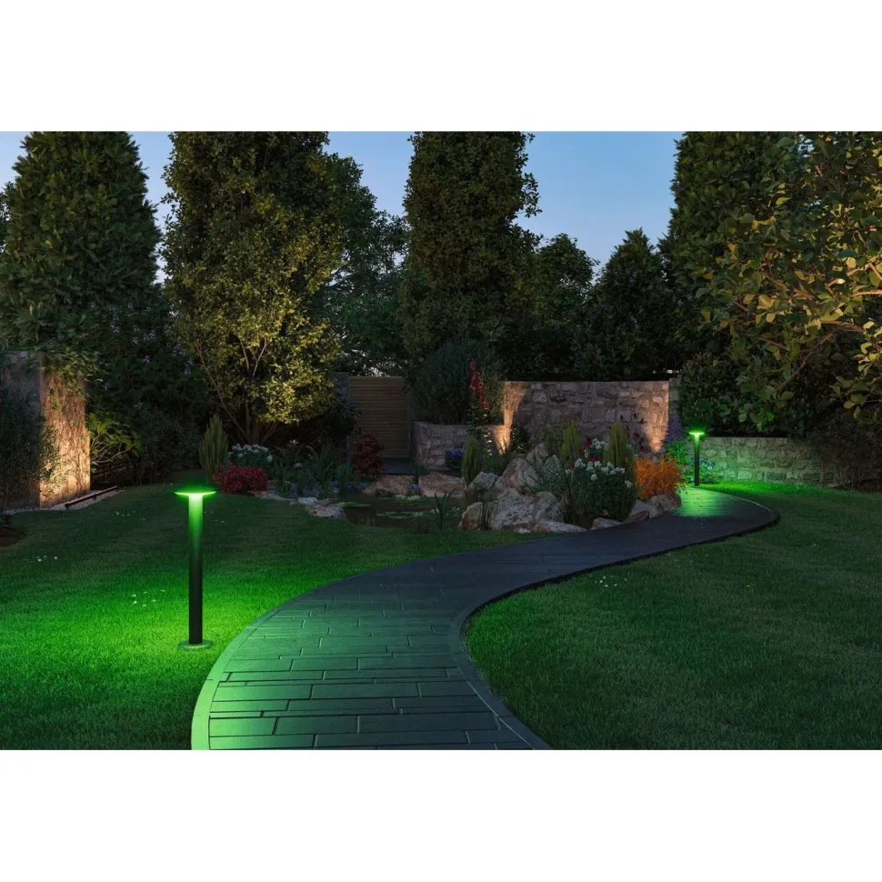 LED-pollarivalaisin Paulmann Plug & Shine Plate, Smart Home Zigbee 3.0, IP44, RGBW+, 5W, antrasiitti