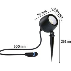 LED-puutarhaspotti Paulmann Plug & Shine Kikolo, Smart Home Zigbee 3.0, IP65, säädettävä värilämpötila, antrasiitti
