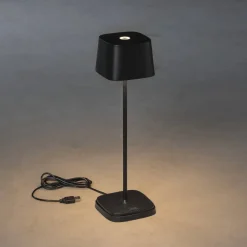 LED-pöytävalaisin Konstsmide Capri ladattava musta