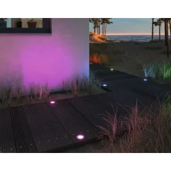 LED-terassivalaisinsarja Paulmann Plug & Shine Floor, Smart Home Zigbee 3.0, IP67, RGBW+, 3x2W, rst
