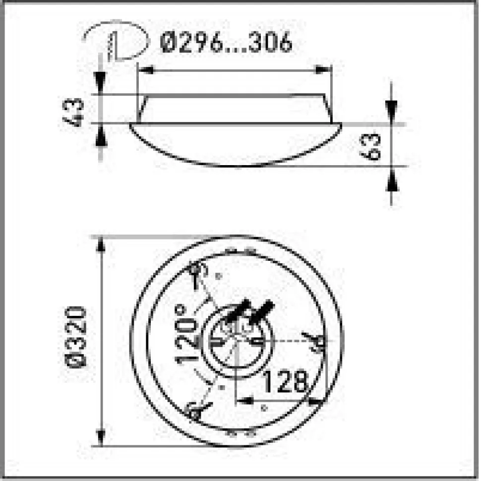 LED-tunnistinvalaisin Ensto AVR320 IP44 10W/830/840 Ø320x106 mm RAD-tunnistimella