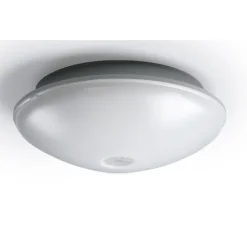 LED-tunnistinvalaisin Ensto AVR254 11W/830 PIR Ø254x95 mm IP54 vaaleanharmaa