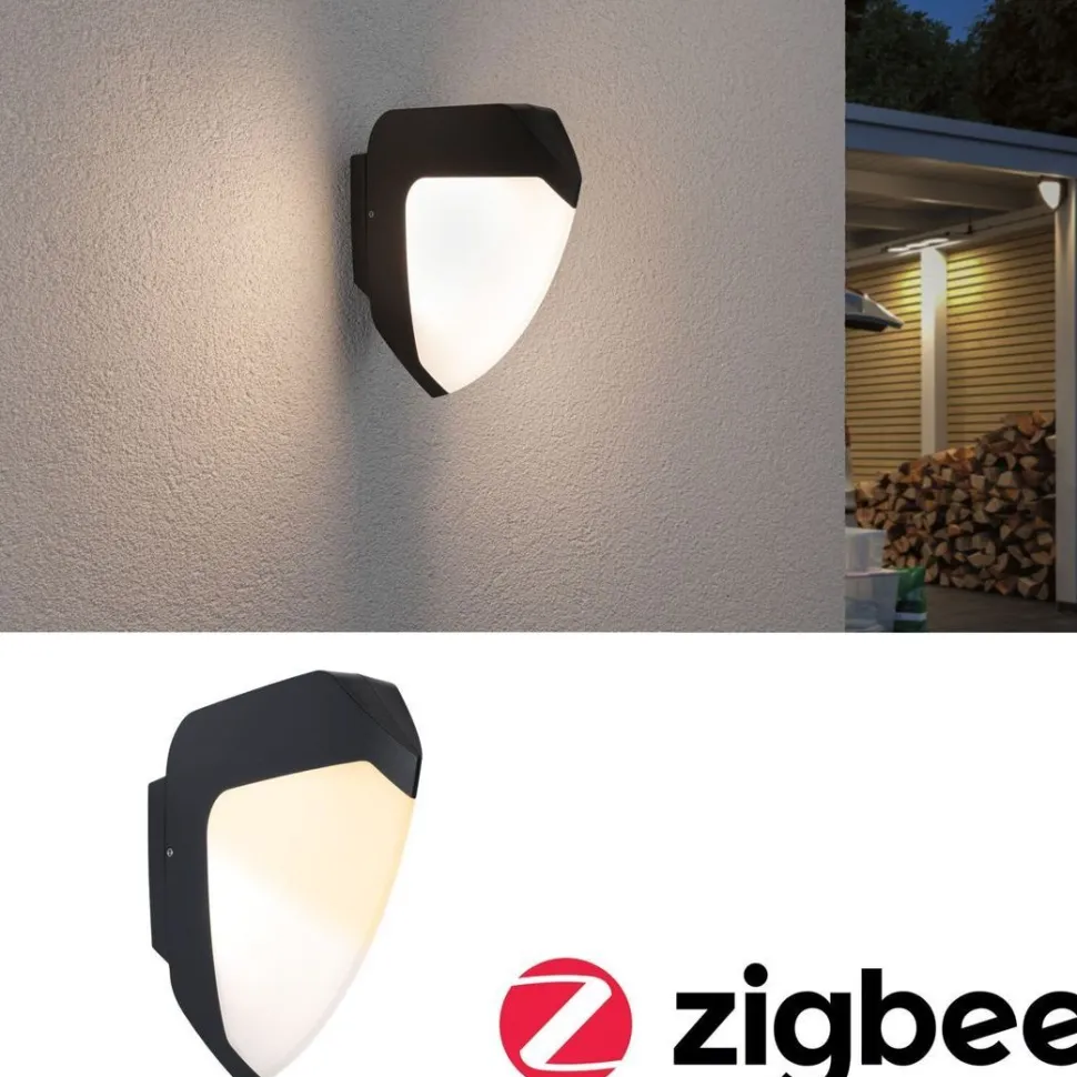 LED-ulkoseinävalaisin liike- ja hämärätunnistimella Paulmann Ikosea, Smart Home Zigbee 3.0, IP44, 5x20.3cm, säädettävä värilämpötila, antrasiitti