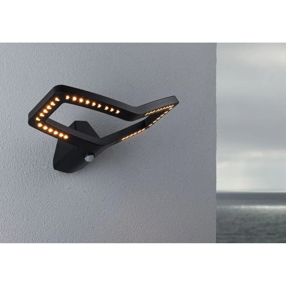 LED-ulkoseinävalaisin Paulmann Alara Smart Home Zigbee 3.0 375x270mm hämäräohjattu liiketunnistin IR 3000-2200K 10W 450lm antrasiitti