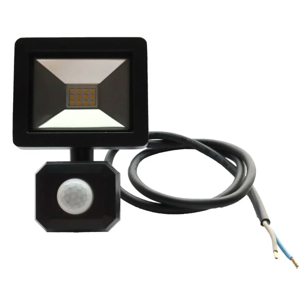 LED-valonheitin LED Energie 10 W 12 V 800 lm 4000 K IP43 0,8 m kumikaapeli PIR-sensori