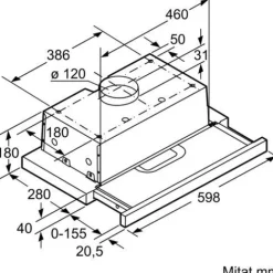 Liesituuletin Bosch Serie 4 DFT63AC50 60 cm teräs ulosvedettävä