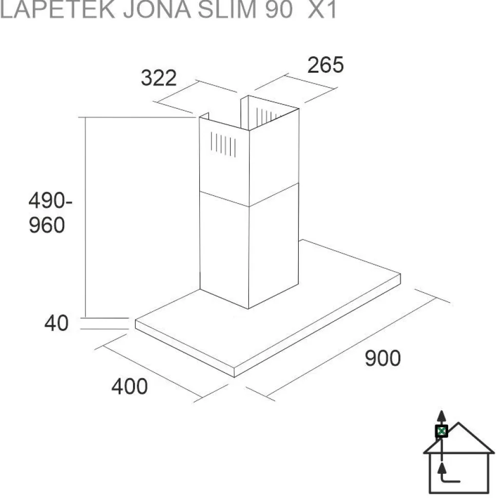 Liesituuletin Lapetek Jona Slim-X1 90AC seinälle eri värejä