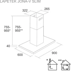 Liesituuletin Lapetek Jona Slim-V 90 saareke valkoinen