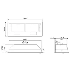 Liesituuletin Smeg KSG70HE, 53.4cm, integroitava, teräs