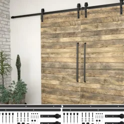 Liukuoven asennussarja 2 kpl 200 cm teräs musta