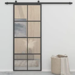 Liukuovi alumiini ja ESG-lasi 83x205 cm musta