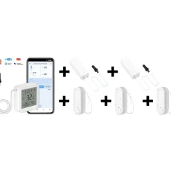Lämpö- ja kosteusanturipaketti Celotron Tuya Smart WiFi, CETZ052 + 2kpl CETZ082 + 3kpl CETH092 anturit