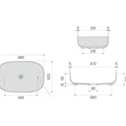 Malja-allas Savo Kaita 480x320mm komposiitti valkoinen