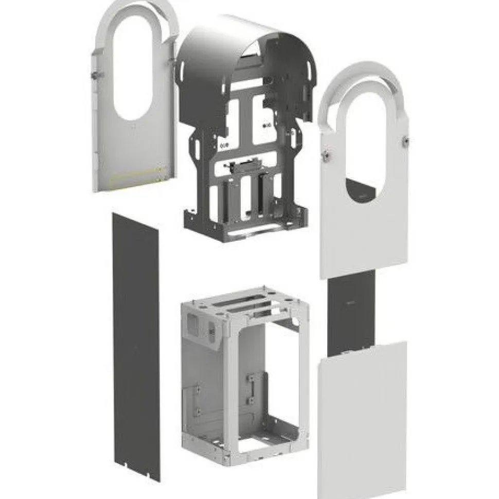Metallisarja kahden Schneider Electric EVlink Pro AC -latausaseman asennukseen