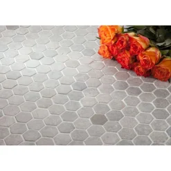 Mosaiikkilaatta Qualitystone Hexagon Mini Light Grey, 30x30mm