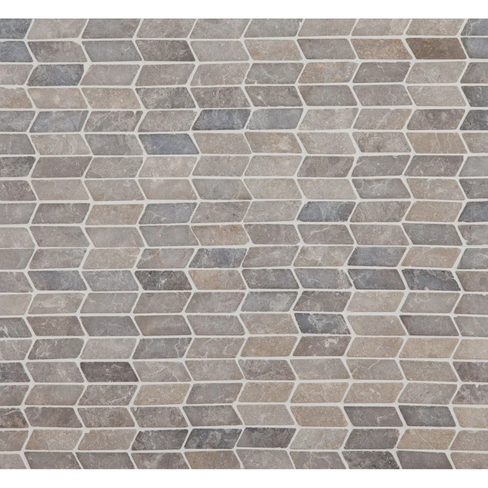 Mosaiikkilaatta Qualitystone Shevron Mini Light Grey, 25x60mm