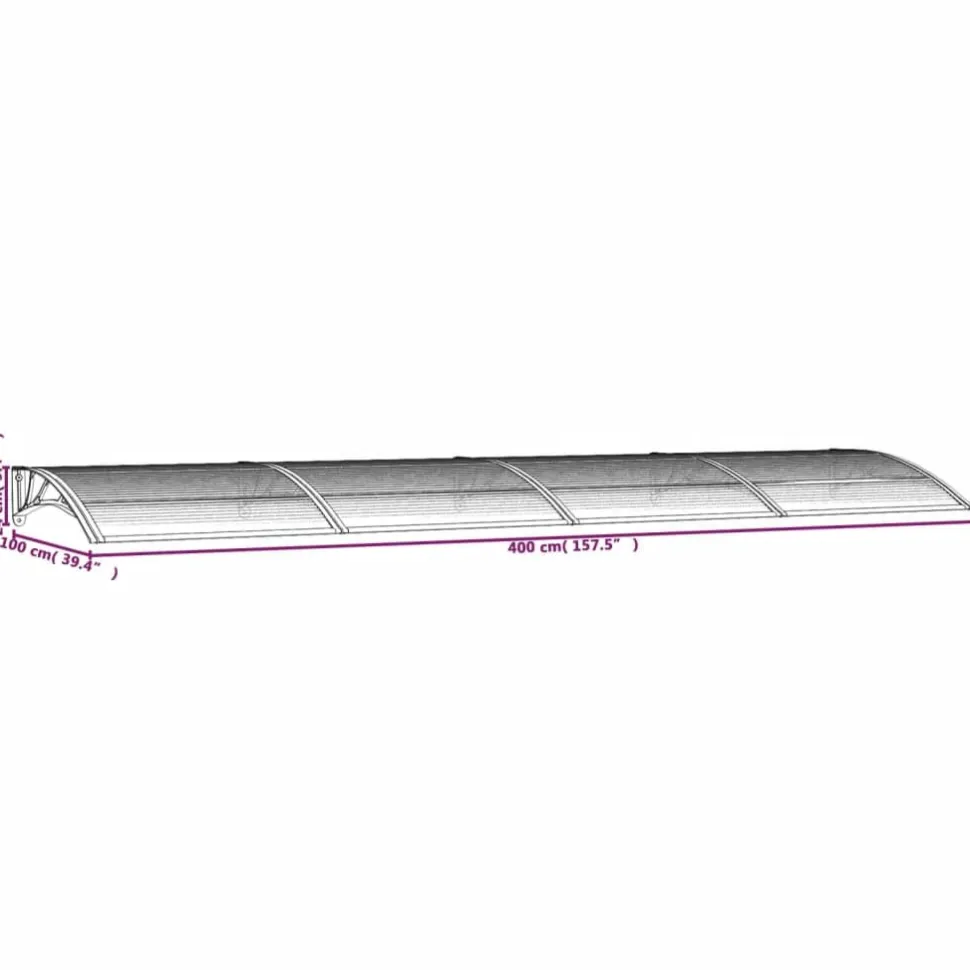 Ovikatos 400x100 cm polykarbonaatti musta/vaalea