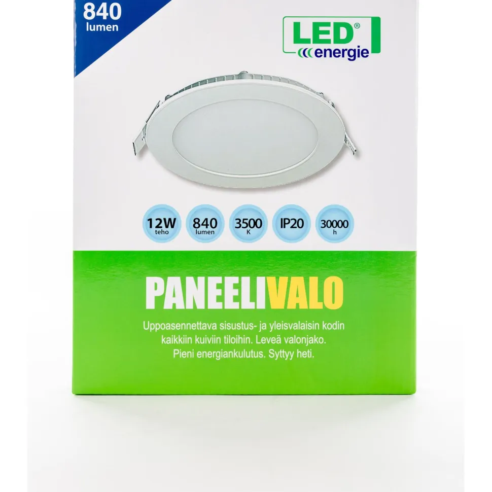Paneelivalaisin LED Energie Slim Ø170mm 12W 840lm 3500K uppoasennettava sis. liitäntälaiteen valkoinen