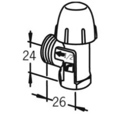 Patteriventtiili Oras Stabila 442215 DN15 pystykulma ilman liitintä