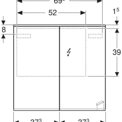 Peilikaappi LED-valolla Geberit Option Plus, peililasi, pistorasia, eri kokoja