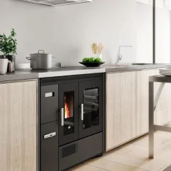 Pellettihella Eva Calòr Enrica 8.6kW, musta