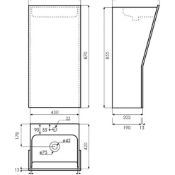 Pesuallas Bathco Veneto, 450x417mm, mattavalkoinen