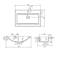 Pesuallas Grip Claudia 50 500x390mm valumarmori valkoinen