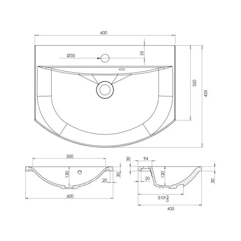 Pesuallas Grip Dali 60 600x435mm valumarmori valkoinen