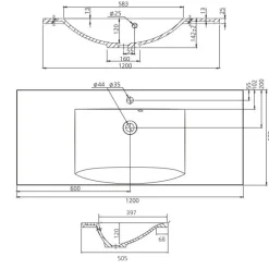 Pesuallas Grip Jojo 120 1200x505mm valumarmori valkoinen
