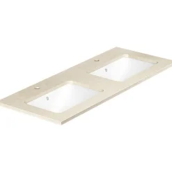 Pesuallas Gustavsberg Ducentic, kaksi allasta, kaksi hanareikää, 1190x470mm, komposiittikivi, beige