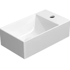 Pesuallas Interia Kube X 400x230 mm, hanareiällä, oikea/vasen, valkoinen