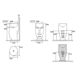 Pesuallas Kerasan Design Moloco 390x440mm valkoinen