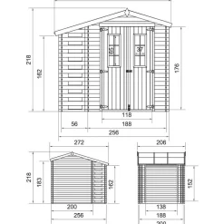 Pihavaja polttopuukatoksella Timbela M386C, 4.47m², eri vaihtoehtoja