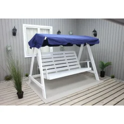 Puutarhakeinu katoksella Baltic Garden Pelle 165cm valkoinen/sininen