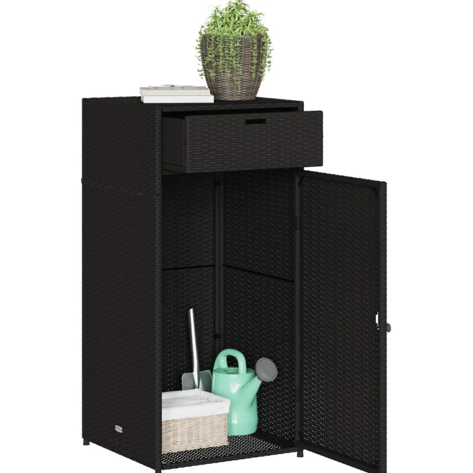 Puutarhan säilytyskaappi musta 55x55x111 cm polyrottinki