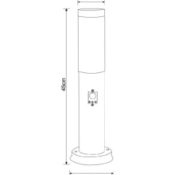 Pylväsvalaisin Globo Boston Ø13,1x45cm 9W liiketunnistimella teräs