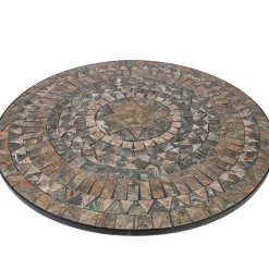 Pöytä Home4you Mosaic, Ø90cm, harmaa/musta