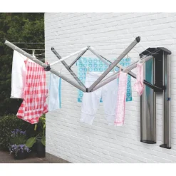 Pyykinkuivausteline Brabantia WallFix 24 m seinäkiinnityksellä + suojakaappi