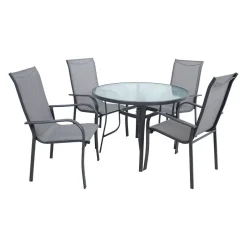 Ruokailuryhmä Home4You Everetø102cm + 4 tuolia, harmaa