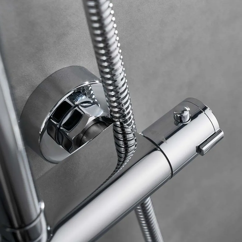 Sadesuihkusetti Bathlife Glimma, termostaattihanalla, hierova suihku, suihkupää ⌀200mm, kromi