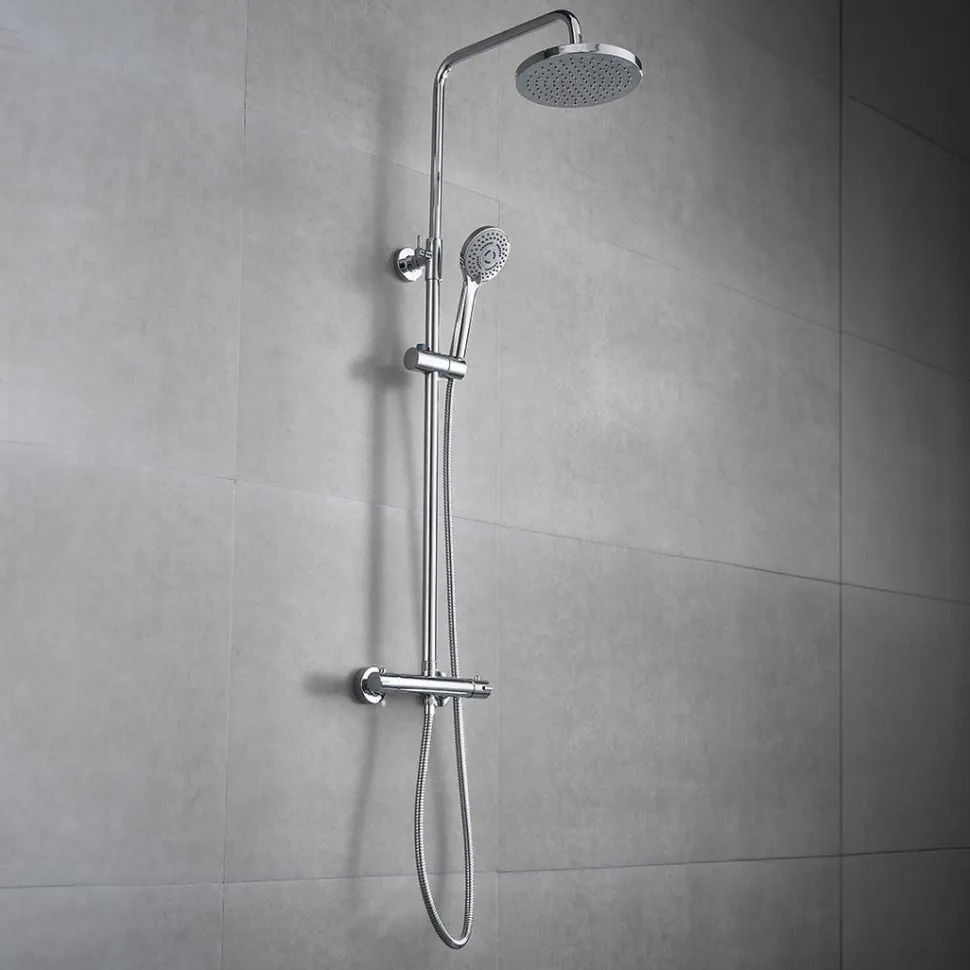 Sadesuihkusetti Bathlife Glimma, termostaattihanalla, hierova suihku, suihkupää ⌀200mm, kromi