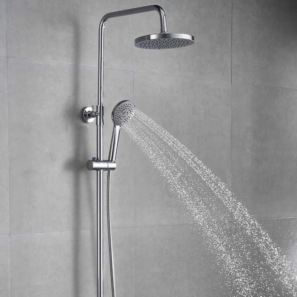 Sadesuihkusetti Bathlife Glimma, termostaattihanalla, hierova suihku, suihkupää ⌀200mm, kromi