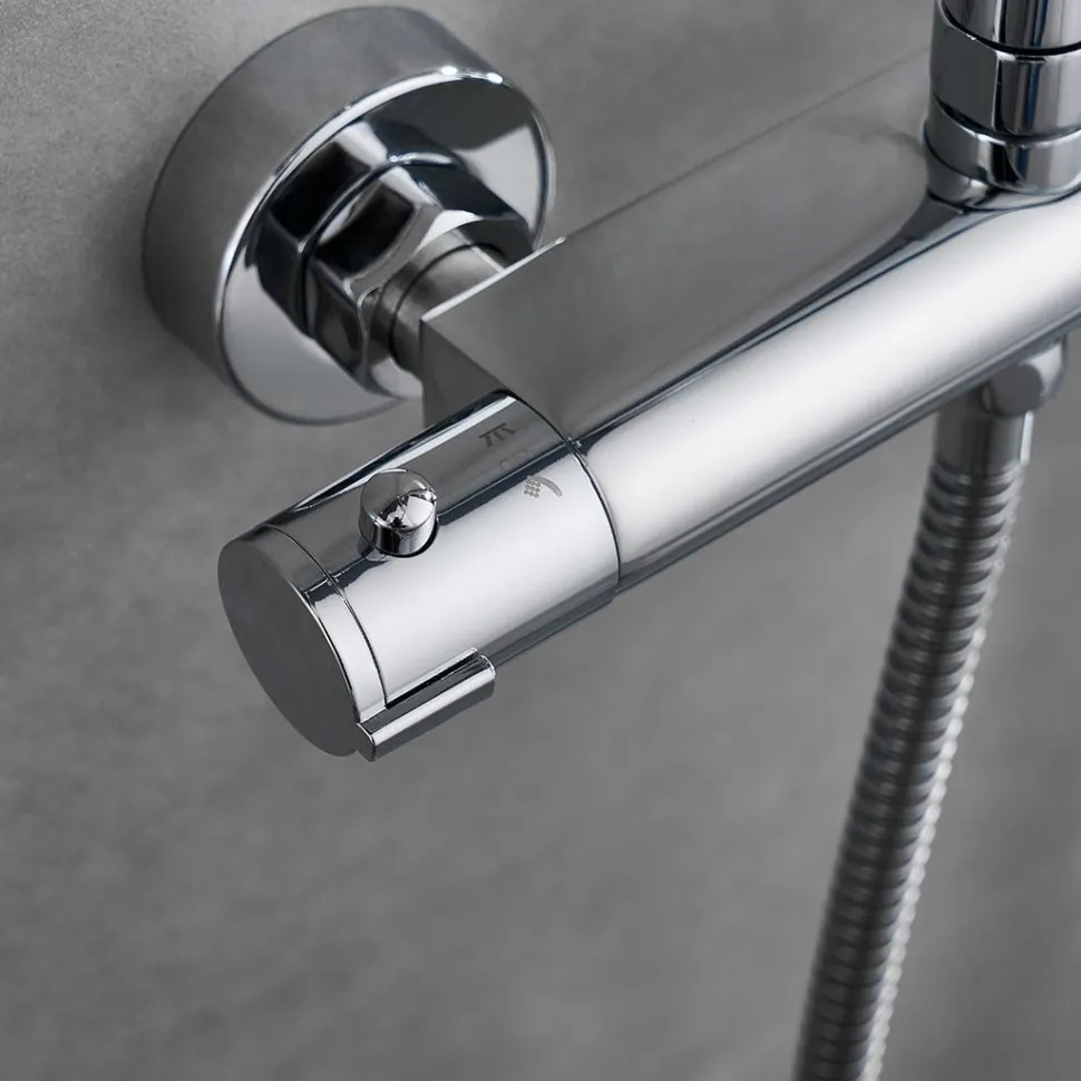 Sadesuihkusetti Bathlife Glimma, termostaattihanalla, hierova suihku, suihkupää ⌀200mm, kromi