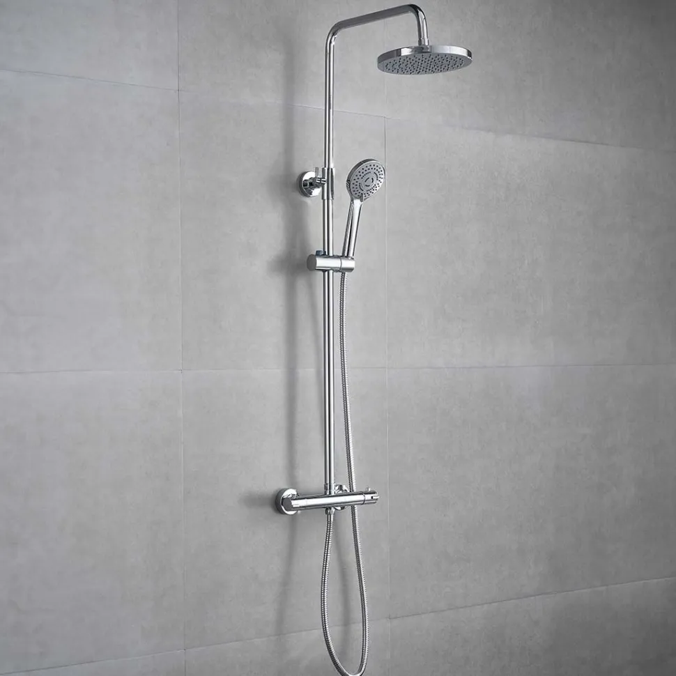 Sadesuihkusetti Bathlife Glimma, termostaattihanalla, hierova suihku, suihkupää ⌀200mm, kromi